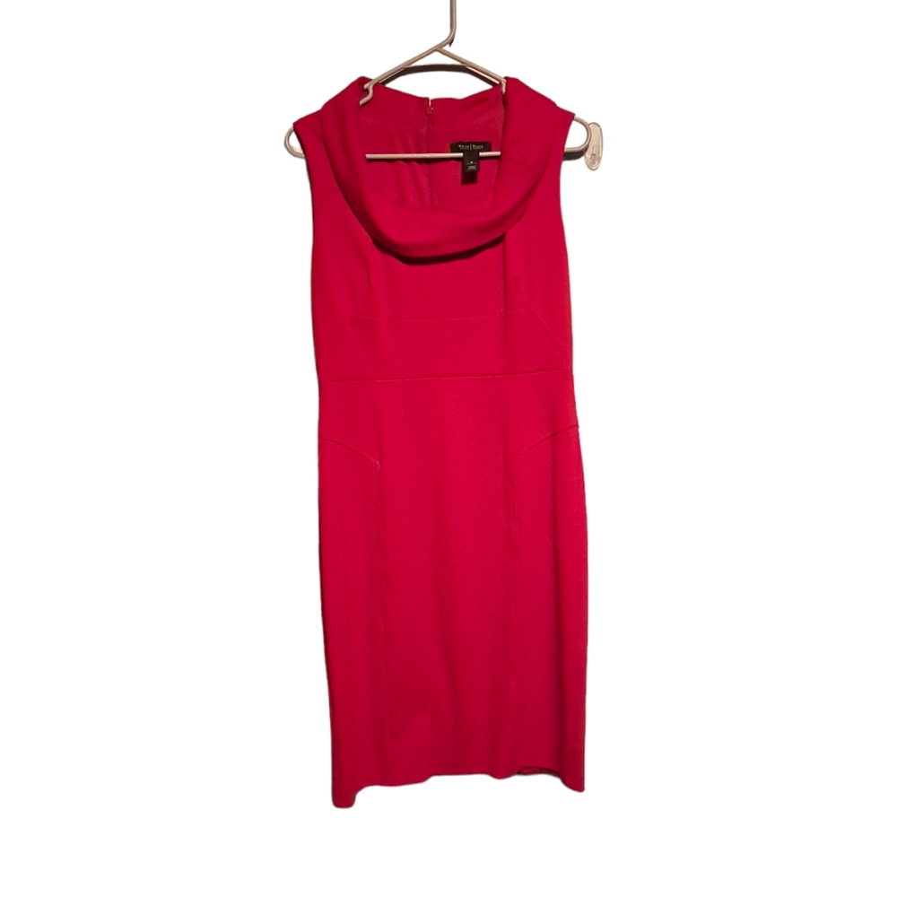 White house black market draped knit sheath dress size 8 red